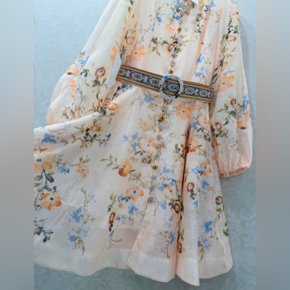 Zimmermann Floral Midi Dress - Cream and Blue - Picture 2 of 8